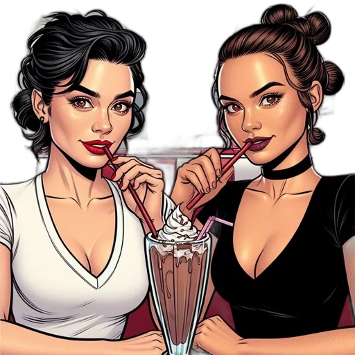 comic book art, cartoon, concept art, two transparent PNG cut-out