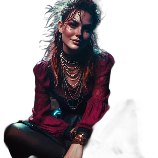 jewelry, jacket, face, cyberpunk transparent PNG cut-out