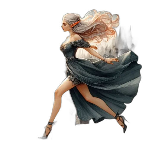 dress, hair, shoes, dragon transparent PNG cut-out