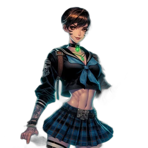 dress, staff, jacket, cyberpunk transparent PNG cut-out