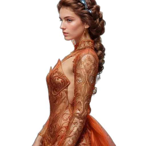 dress, crown, jewelry, fantasy art transparent PNG cut-out