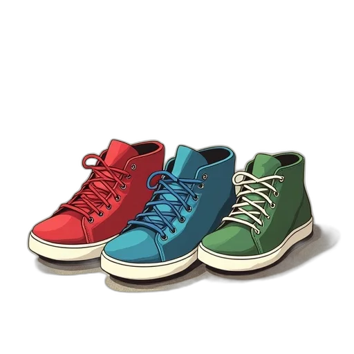 shoes, 3d render, photorealistic, colorful transparent PNG cut-out
