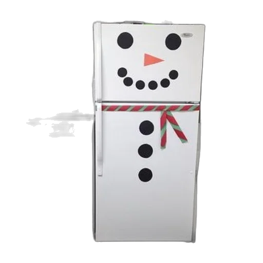 robot, white, refrigerator, decorated transparent PNG cut-out