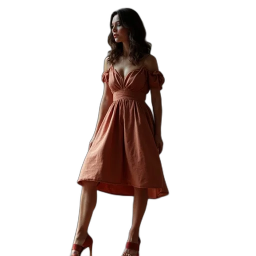 dress, shoes, photorealistic, 3d render transparent PNG cut-out