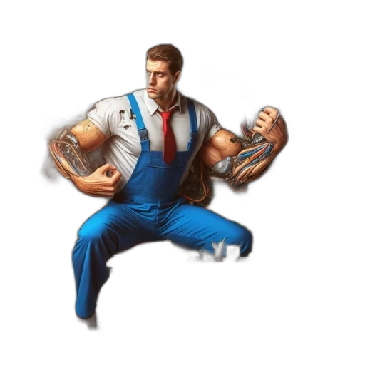 jacket, staff, robot, concept art transparent PNG cut-out