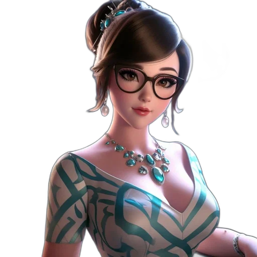 dress, jewelry, staff, face transparent PNG cut-out