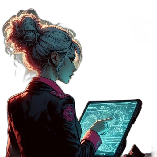 comic book art, cyberpunk, concept art, cartoon transparent PNG cut-out