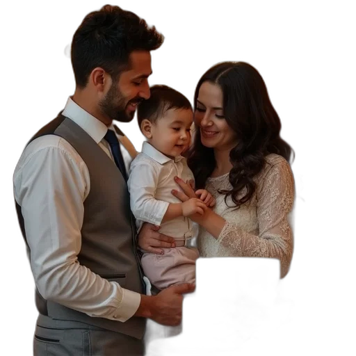 mother, father, holding, their transparent PNG cut-out
