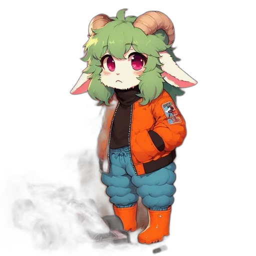 jacket, dragon, creature, staff transparent PNG cut-out