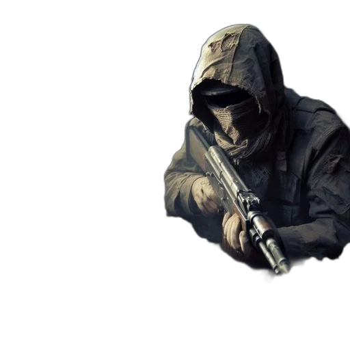 weapon, jacket, mask, face transparent PNG cut-out