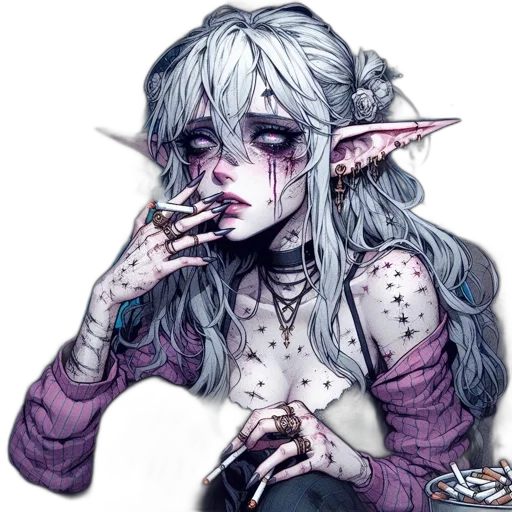 face, creature, fantasy art, watercolor transparent PNG cut-out