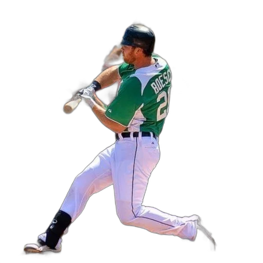 baseball, player, green, white transparent PNG cut-out