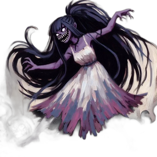 creature, dress, hair, mask transparent PNG cut-out