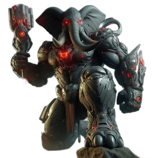 robot, weapon, concept art, 3d render transparent PNG cut-out