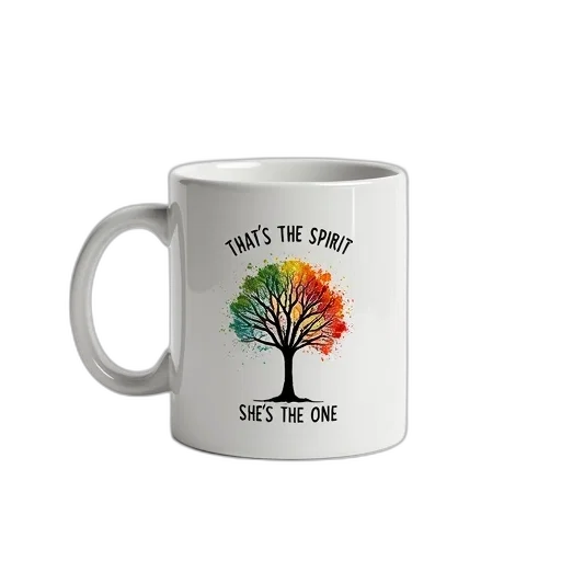 tree, white, mug, colorful transparent PNG cut-out