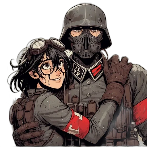 mask, jacket, weapon, comic book art transparent PNG cut-out