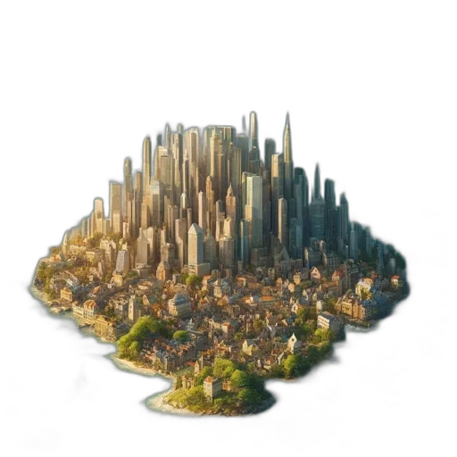 building, crown, 3d render, concept art transparent PNG cut-out