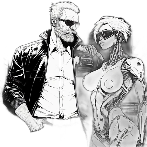 jacket, cyberpunk, comic book art, concept art transparent PNG cut-out