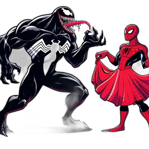 comic book art, concept art, cartoon, venom transparent PNG cut-out