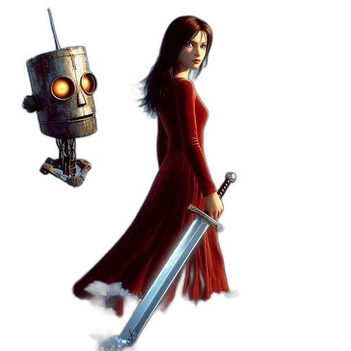 robot, concept art, pixel art, 3d render transparent PNG cut-out