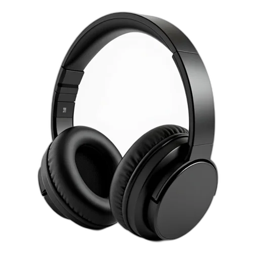 black, modern, noise-cancelling, headphone transparent PNG cut-out