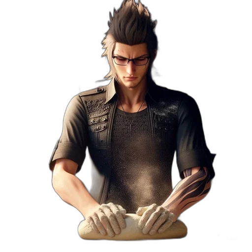 jacket, staff, face, hair transparent PNG cut-out
