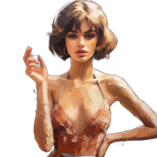 dress, face, jewelry, oil painting transparent PNG cut-out