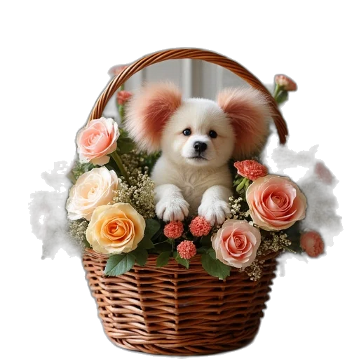 flower, animal, hat, photorealistic transparent PNG cut-out