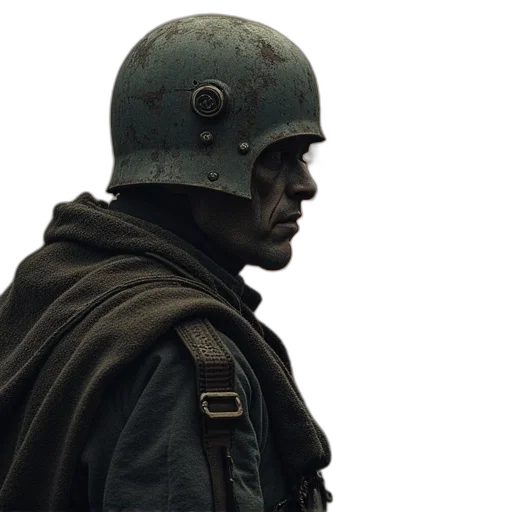 jacket, hat, mask, staff transparent PNG cut-out