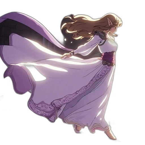 dress, crown, hair, staff transparent PNG cut-out