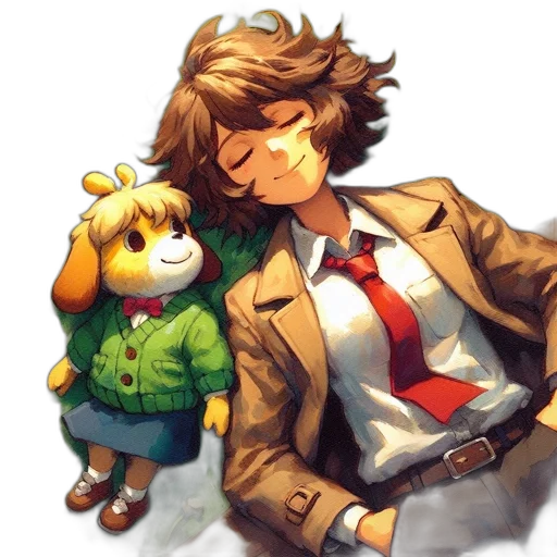 jacket, staff, animal, pixel art transparent PNG cut-out
