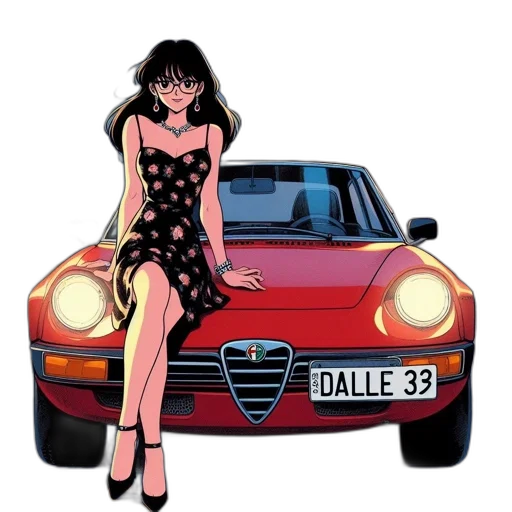 car, dress, comic book art, cartoon transparent PNG cut-out