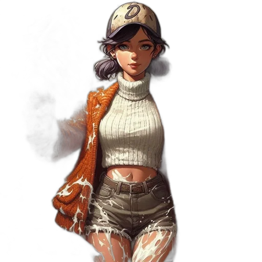jacket, hat, dress, staff transparent PNG cut-out
