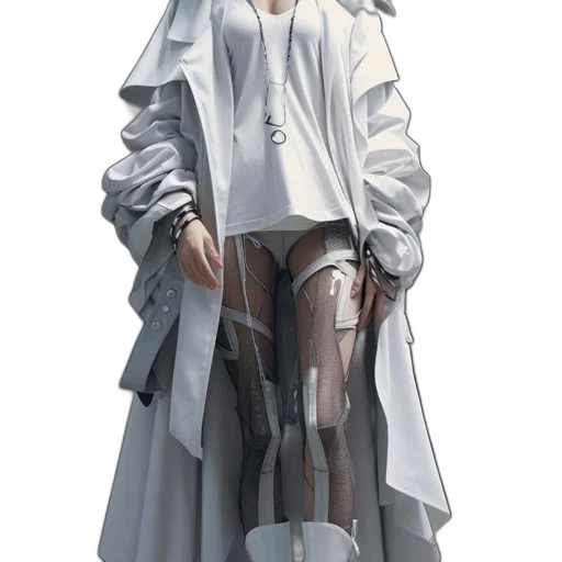 dress, jacket, robot, staff transparent PNG cut-out