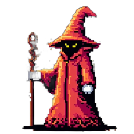 staff, hat, sword, pixel art transparent PNG cut-out