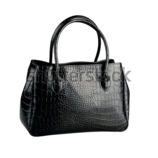 photorealistic, black, leather, handbag transparent PNG cut-out