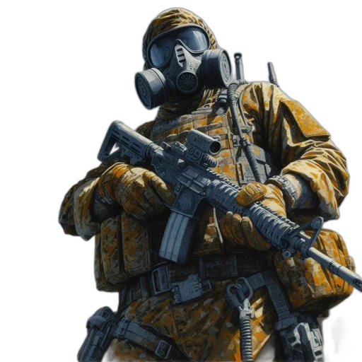jacket, weapon, mask, face transparent PNG cut-out