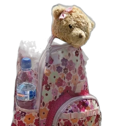 bottle, 3d render, child, backpack transparent PNG cut-out