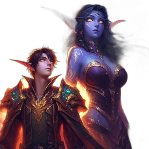 fantasy art, concept art, two, fantastical transparent PNG cut-out