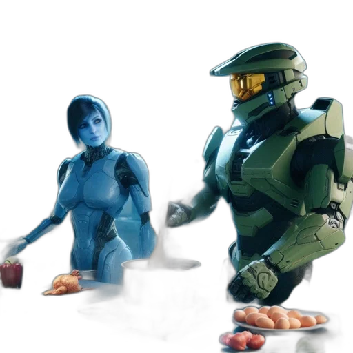 robot, food, concept art, 3d render transparent PNG cut-out