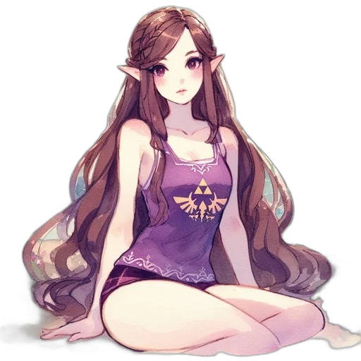 dress, staff, crown, hair transparent PNG cut-out