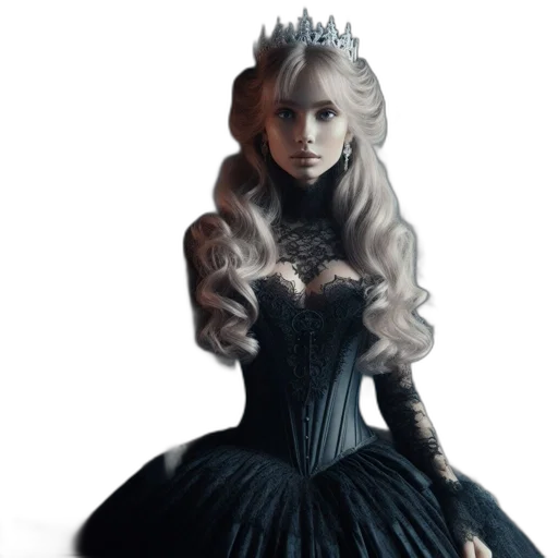 dress, crown, hair, face transparent PNG cut-out