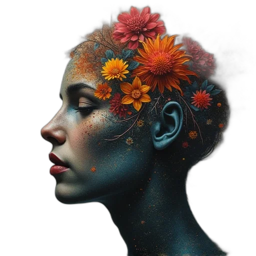 crown, flower, face, mask transparent PNG cut-out