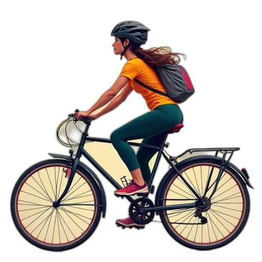 photorealistic, concept art, cycling, girl transparent PNG cut-out