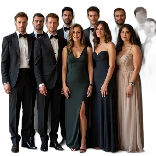 dress, staff, group, people transparent PNG cut-out