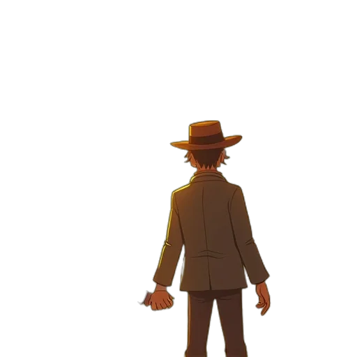 hat, jacket, staff, robot transparent PNG cut-out
