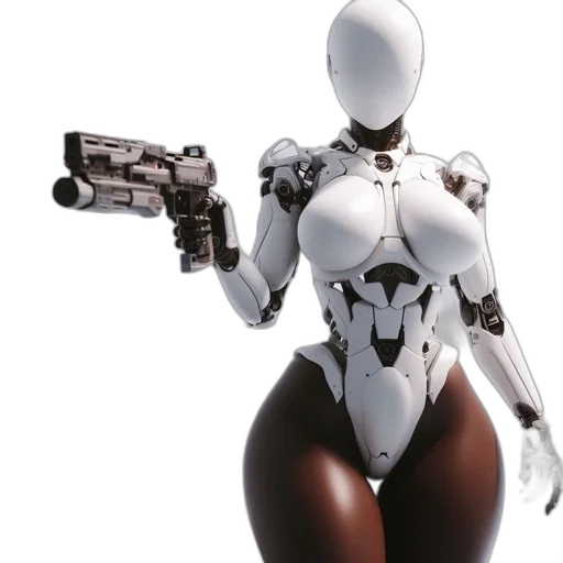 robot, weapon, concept art, 3d render transparent PNG cut-out