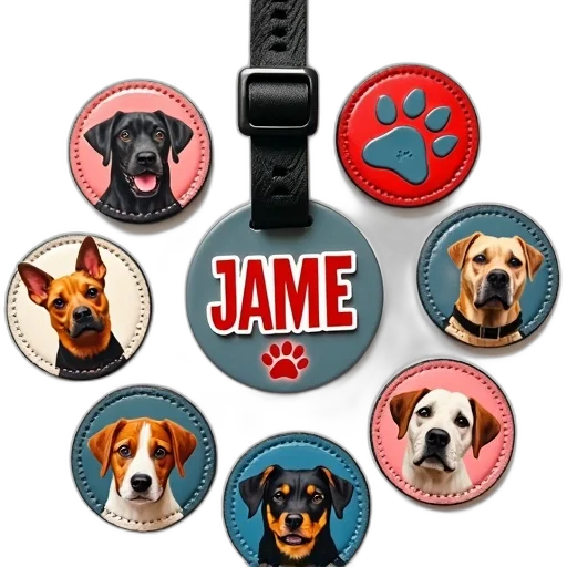 collection, dog-themed, dog, tags transparent PNG cut-out