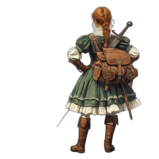 dress, weapon, staff, concept art transparent PNG cut-out