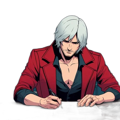 jacket, face, comic book art, concept art transparent PNG cut-out